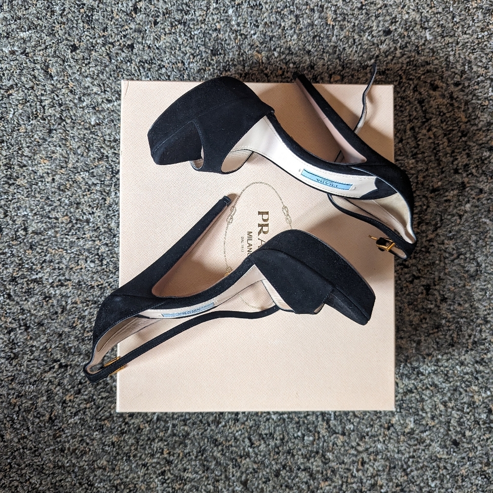 Prada Black Suede Platform Heels - Picture 9 of 9